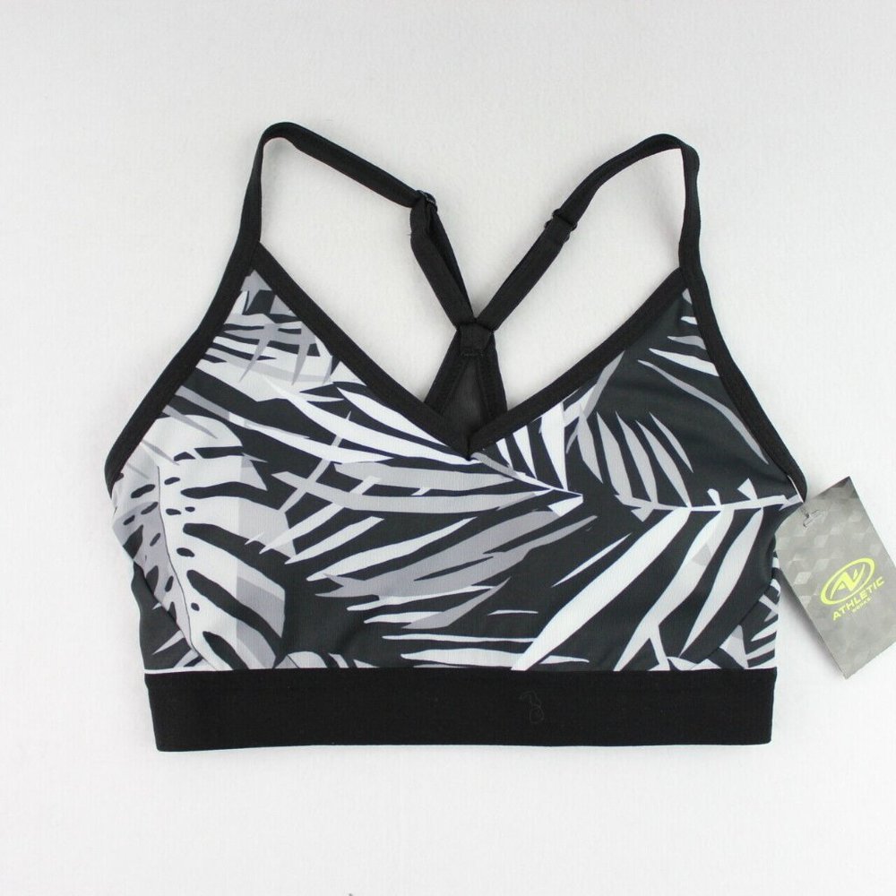 Athletic Works Sports Bra Women's XS, XXXL Gray BlackTropical Print DriWorks